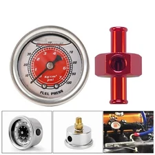 Fuel Pressure Gauge 0-100psi w/In-Line Adapter 3/8Inch Oil Liquid Pressure Gauge