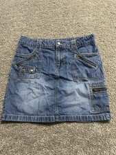 Y2K 2000s Old Navy Womens Denim Cargo Skirt mid length medium wash Size 10 33