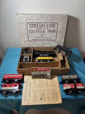 Vintage Marx Stream Line Electric Train Set w/ Box Transformer Cars Lot