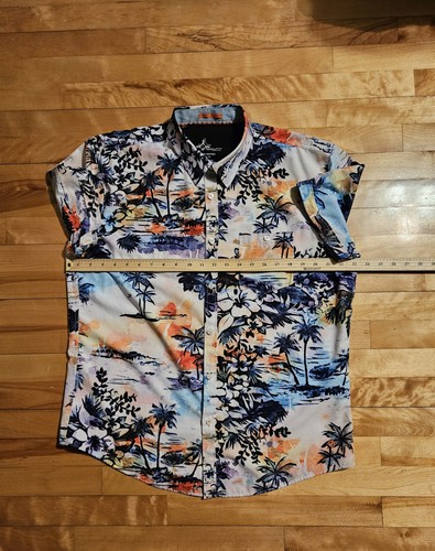 Men Point Zero casual button-down tropical Traveler Vacation Summer Resort Beach - Picture 6 of 7