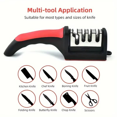 Multi-Function Manual Knife Sharpener   3 Stage Kitchen Blade Sharpening Tool