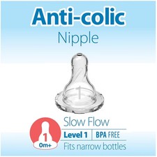 Dr. Brown's Natural Flow Level 1 Nipple, Slow Flow, 6 Pack