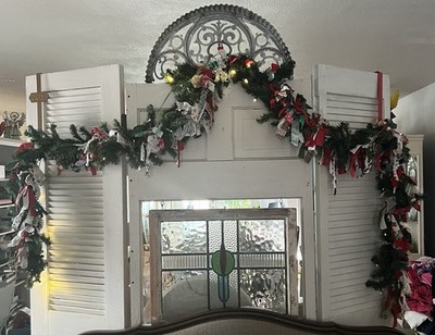 Christmas Garland Hand Made Lighted Cottage Core Farm House Approx 10  