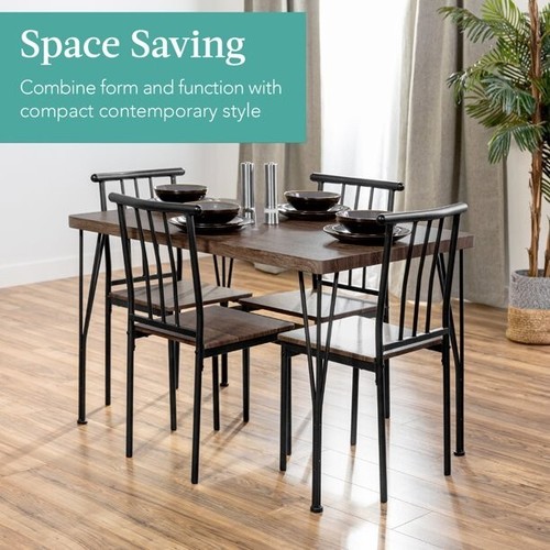 Best Choice Products 5-Piece Indoor Modern Metal Wood Rectangular Dining Table - Picture 2 of 7
