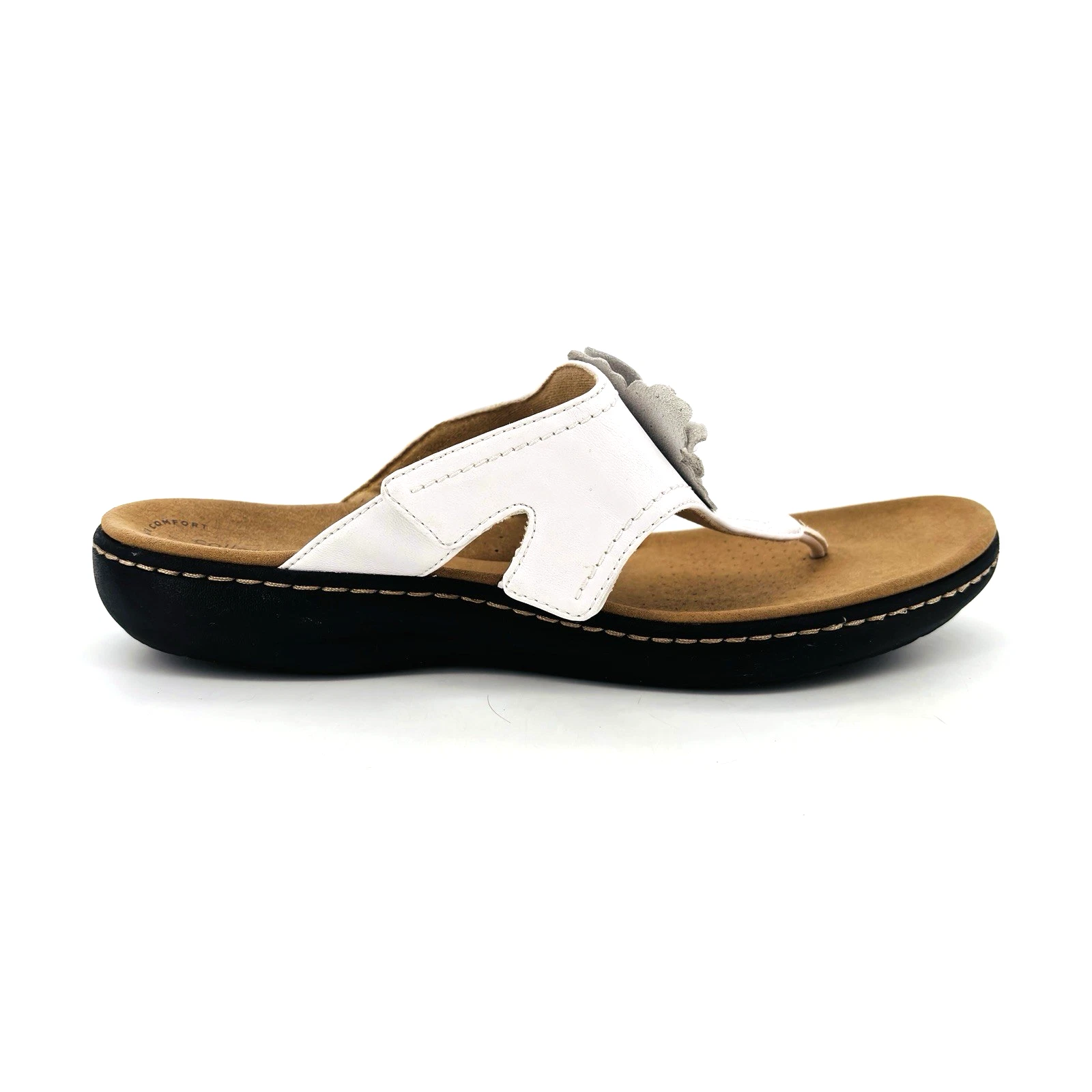 Sandali donna 11 M Clarks collezione Laurieann Gema pelle bianca floreali perizoma