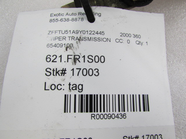 Ferrari 360, Wiper Motor Transmission Linkage, Used, P/N 65409100