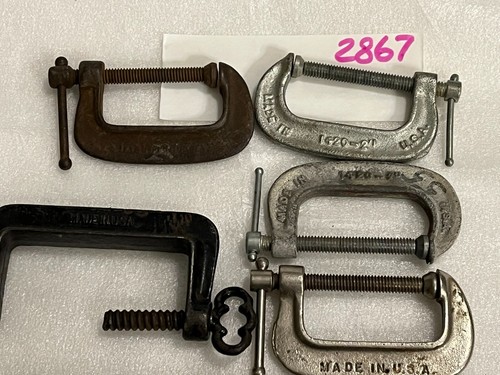 5 morsetti regolabili primitivi vintage 3pz. 1420-2", 1 pz. 1-3/4", 1pz.- 2-1/2" U.S.A. - Foto 13 di 13