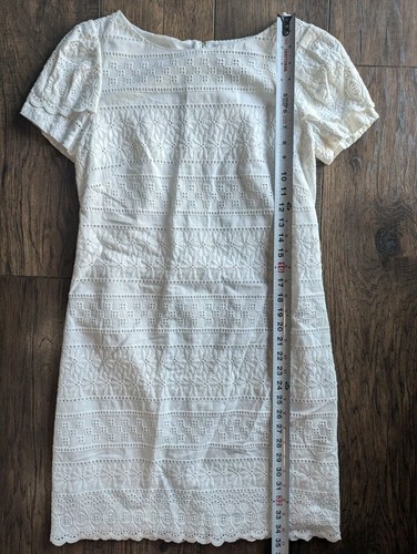 JESSICA HOWARD Womens White Cotton Crochet Mini Dress Lined Cap Sleeves Size 8 - Picture 9 of 15