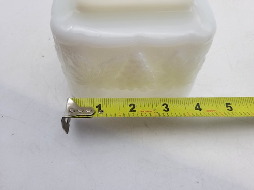 Vintage Milk Glass Square Grape and Leaf Embossed Planter candy dish vase small - Picture 7 of 8