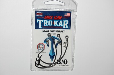 eagle claw tro kar trokar mag swimbait hooks 5/0 tk160-5/0 bass hook