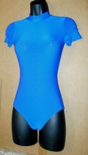 Royal Blue Snap Crotch Leotard Polyester Spandex Keyhole Back Medium Child
