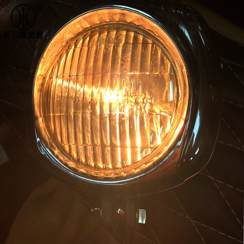 Retro Clear Lens Front Motorcycle Headlight Lamp For Cafe Racer Touring Cruiser - Picture 4 of 5