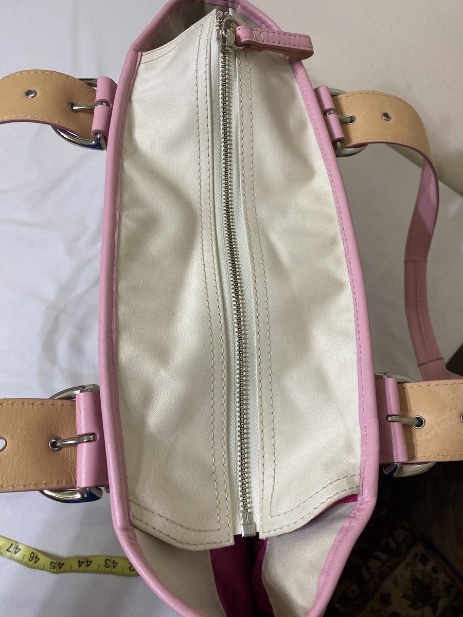 Coach Soho Cream Canvas Rose Pink Leather Trim Multifunction Coach Soho Cream Canvas Rose Pink Leather Trim Multifunction