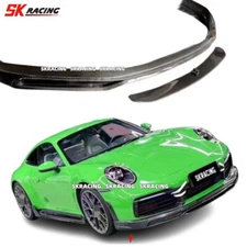 Fit For Porsche Carrera 911 992 Real Carbon Fiber Front Bumper Lip Trim BodyKits
