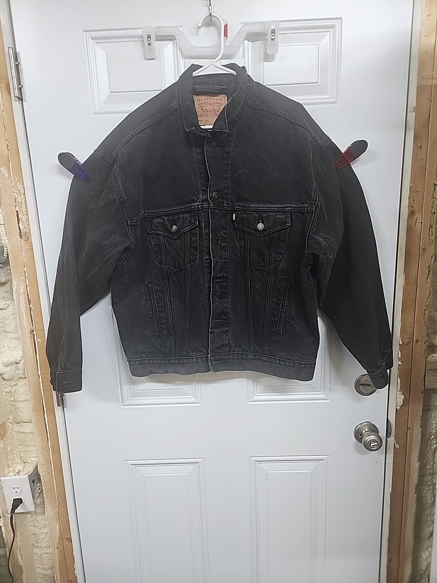 Vintage Levis Jacket Mens Large Charcoal Black Denim Trucker 70507 