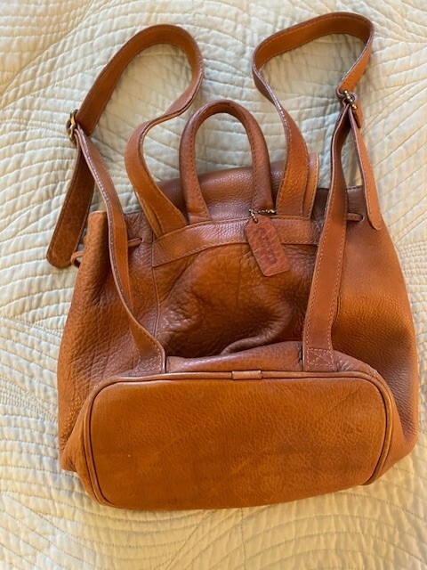 coach brown leather backpack used - image 2