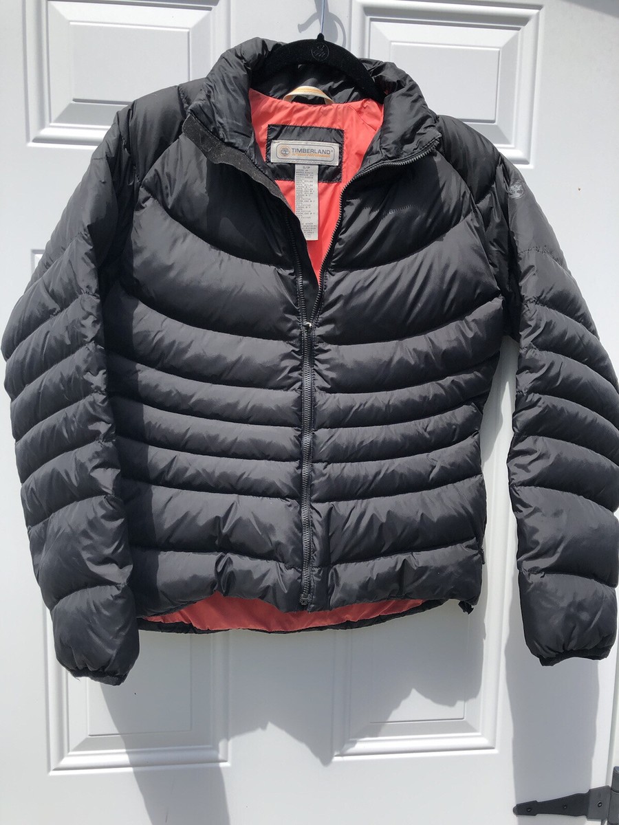 Women's Timberland Black Down Puffer Short Jacket Small S Full Zip