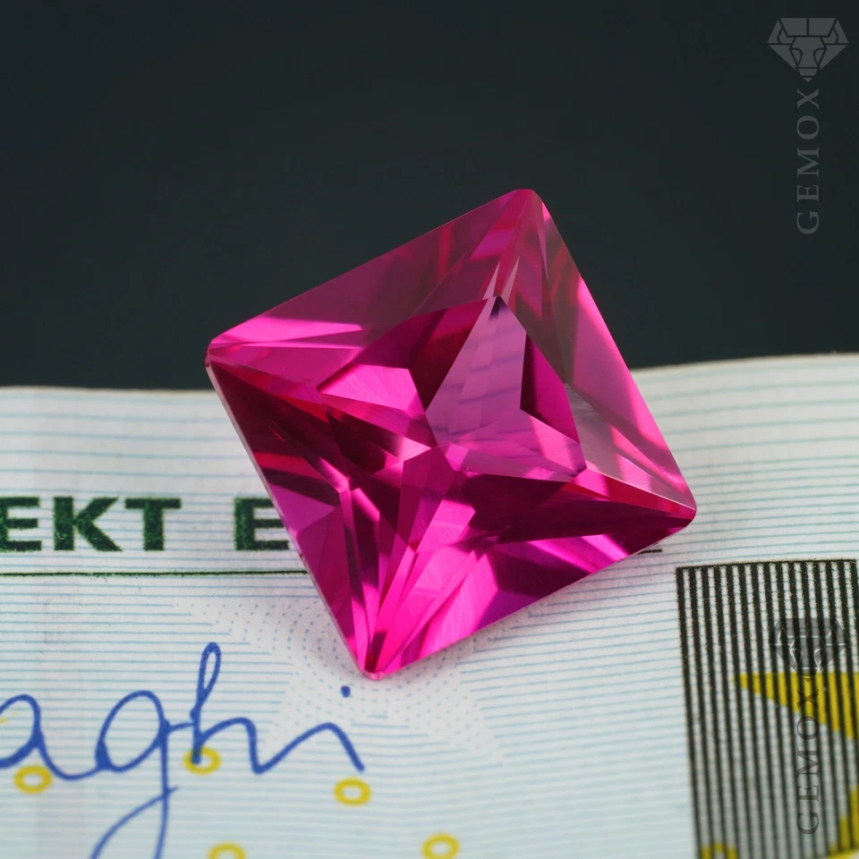 Pinkish Ruby Square Princess Cut Genuine Lab-Grown Loose Gemstone Pink Stone EU. - Image 4 of 4