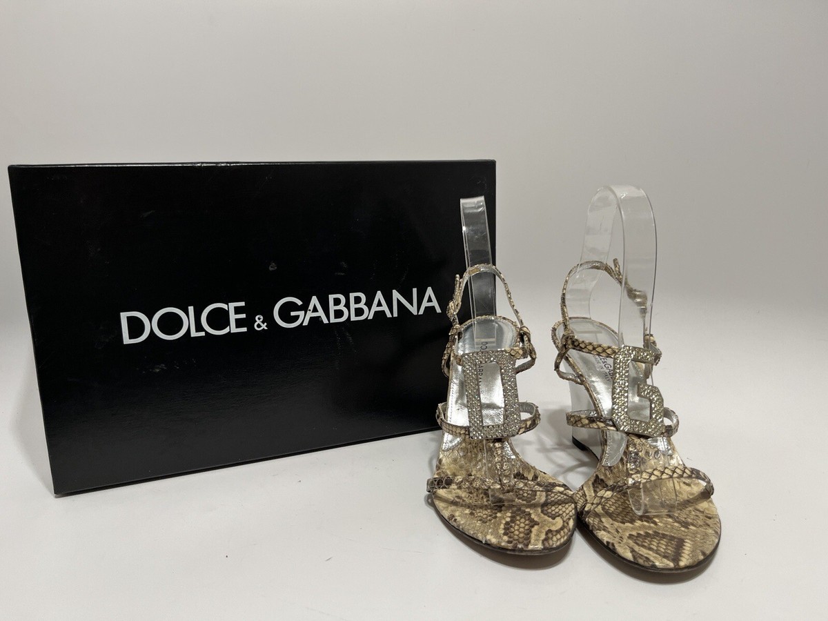 Dolce & Gabbana Snakeskin shoes & belt *mint condition* Vtg Dolce & Gabbana D&G Brown Snakeskin Slingback Heels 36  main image 4