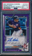 PSA 10 PEDRO LEON AUTO 1st 2021 Bowman Chrome PURPLE REFRACTOR #/250 RC GEM MINT