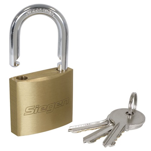 Siegen Padlock 4pk with Brass Cylinder 40mm Keyed Alike Brass Body Sealey - Picture 7 of 11