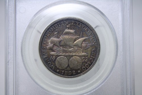 1892 Columbian Comm. Half Dollar 50C PCGS MS63 Green CAC OGH Rainbow Toned #5981 - Picture 6 of 6