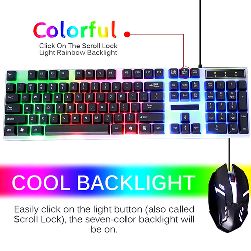 3 Pcs Teclado para juegos Mecanico con Retroiluminación LED + Ratón + Auricular - Picture 3 of 12