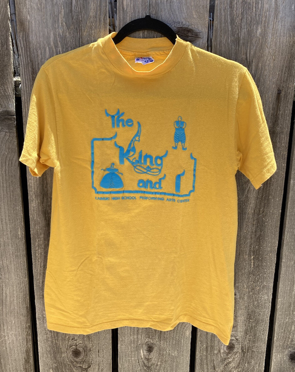 ▪️80’s【KING & I】VINTAGE TEE Men's Vintage King and I T-Shirt Yellow Embroidered School M USA