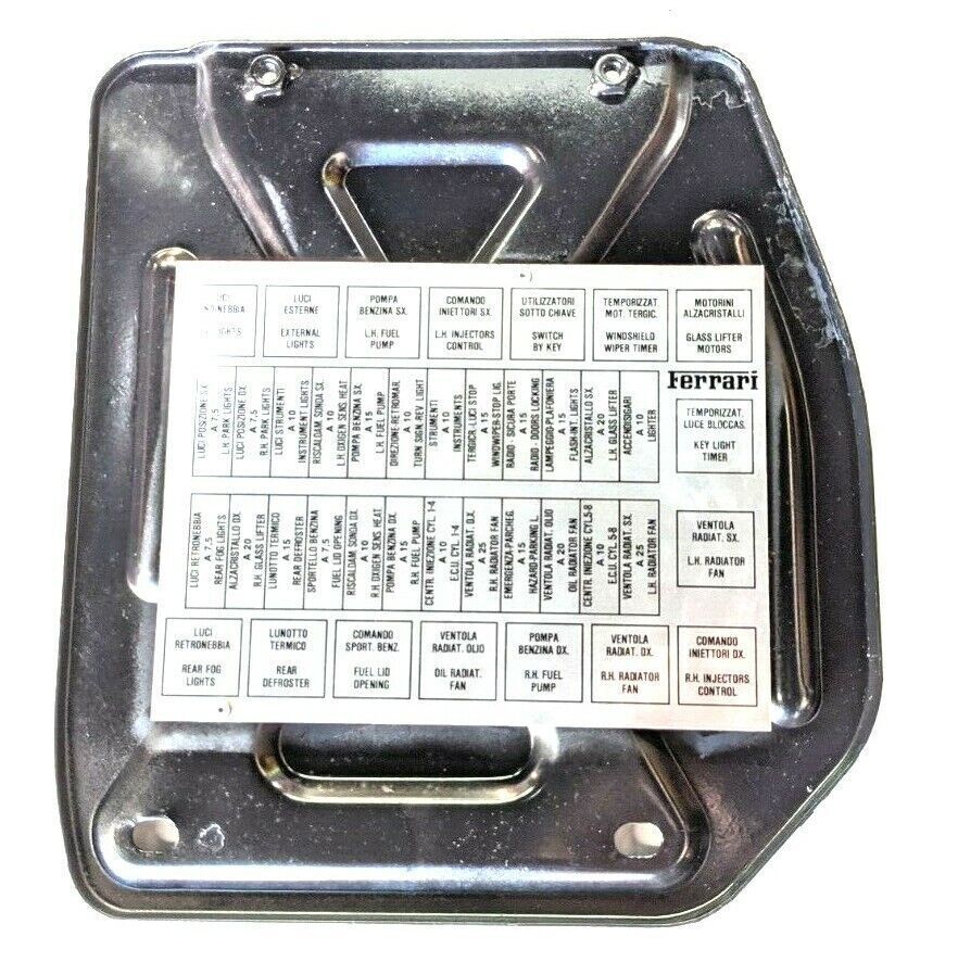FERRARI 348 PARTS  CABIN FUSE BOX COVER AND NAMEPLATE 62129900 USA