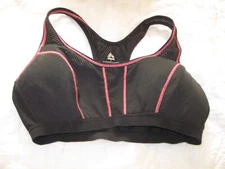 RBX Mesh Racerback Sports Bra Black Hot PINK Trim Light Padded Size Large