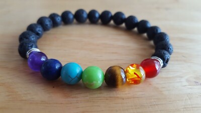 7 Chakra Armband Kristall Stein Lava Heilung Balance Perlen Buddha Anti Angst