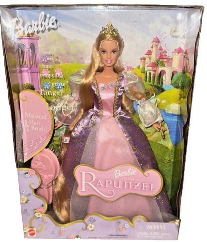 Barbie as Rapunzel w/ Musical Hairbrush & Magically Growing Hair 2001 Doll-NIB