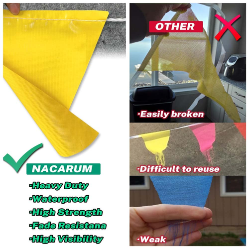 Multicolor Pennant Banner Flags | OSHA 500Lb Rated | Strand Fade Resistant 【102F - Picture 3 of 12