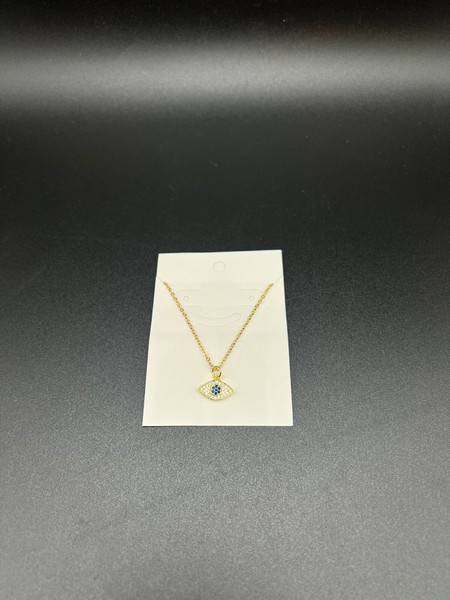 Alternate view of Gold Plated Evil Eye Necklace Gold 18'' Chain