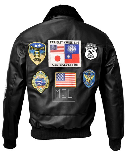 MENS TOM CRUISE TOP GUN BOMBER BROWN BLACK BIKER REAL LEATHER JACKET ALL SIZES - Picture 14 of 14