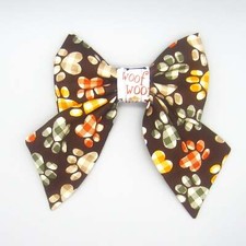 Fall Paw Prints Pet Bow Tie or Sailor Bow-4 Sizes Available