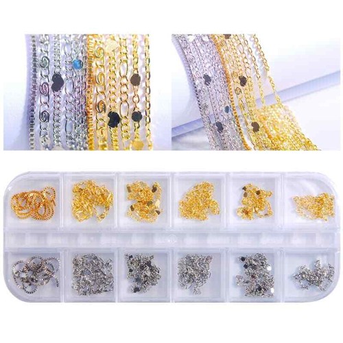 Nail Art Chain DIY Nail Accessor Set Polymer Clay 12 Grid Decor Pearl Flower - Picture 4 of 51