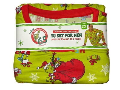 How The Grinch Stole Christmas 65TH ANNIVERSARY PJ Pajama Set For Men 3X 3XL NWT