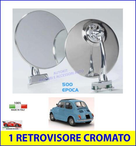 Specchietto Retrovisore per Fiat 500 EPOCA F L R -126 Tondo Cromato Con Morsetto - Foto 2 di 2