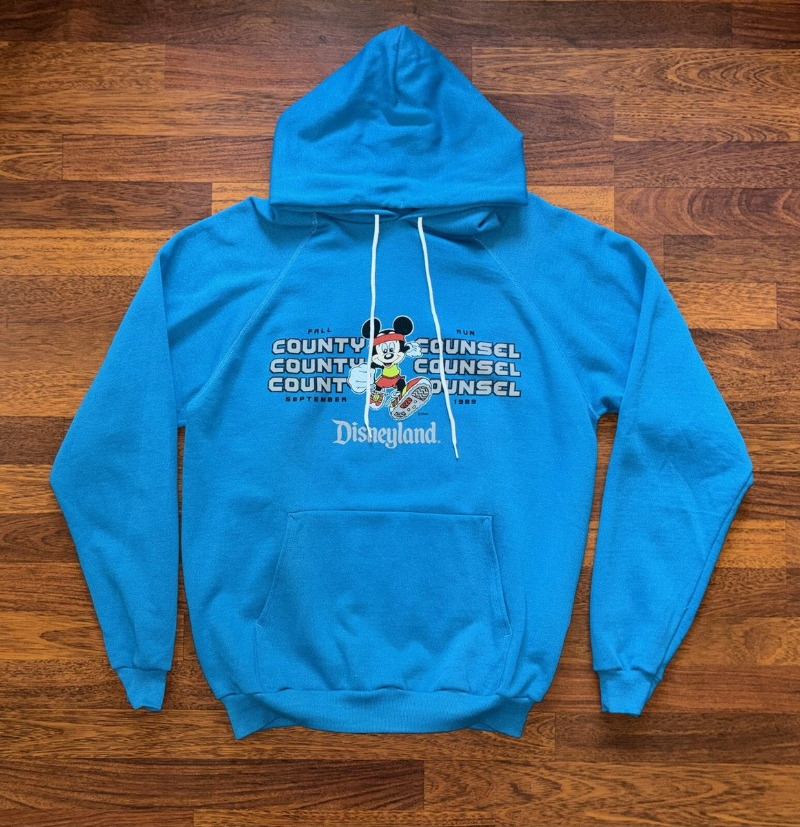Vintage 80s Disneyland Mickey Mouse Run Hoodie Sweatshirt XL