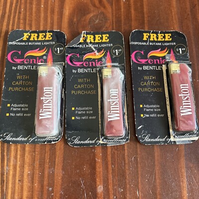 bentley cigarettes VTG WINSTON GENIE BENTLEY CIGARETTE LIGHTER DISPOSABLE MADE IN AUSTRIA NIP  (3)