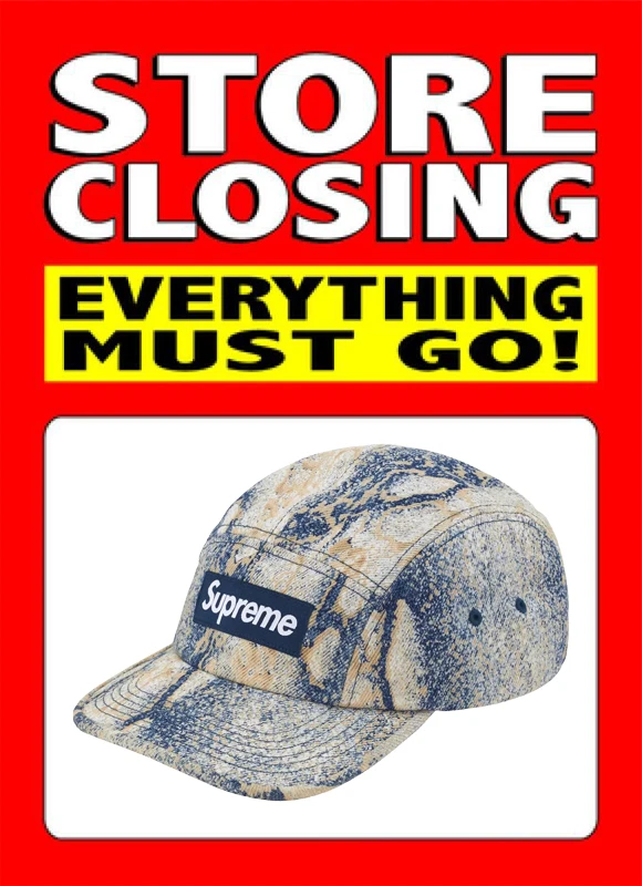 Casquette de camp en denim suprême bleu serpent coton bogo FERMETURE MAGASIN !!