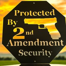 Home Security sign. Metal Plasma Cut