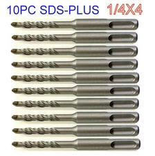10 pc Set of SDS PLUS 1/4" diameter 4" long Carbide tip Hammer drill bit sct-888