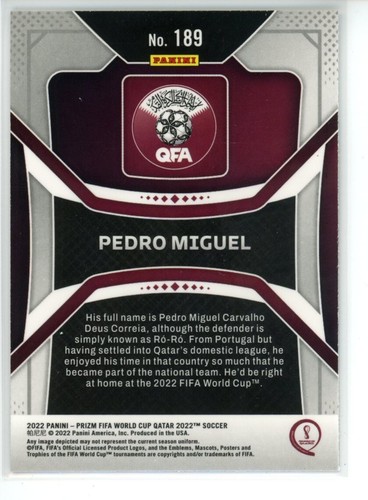2022 Prizm Fifa World Cup Qatar Pedro Miguel #189 Qatar RC Rookie Card - Picture 2 of 2