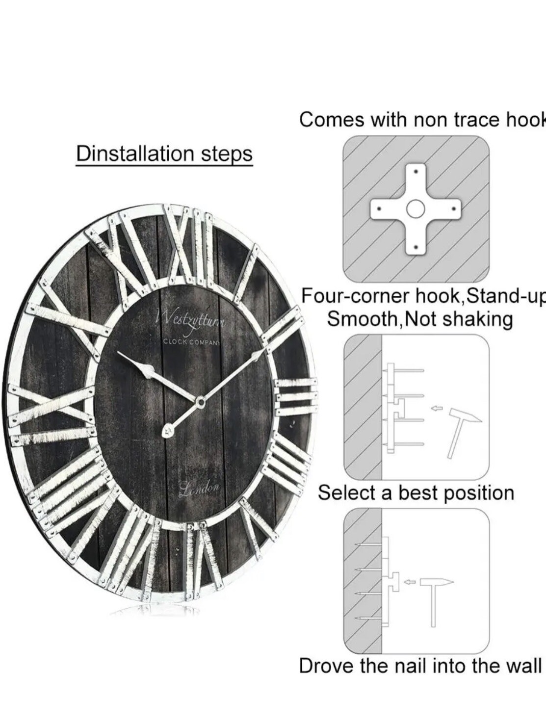 Westzytturm Extra Large Wooden Wall Clock Roman Numerals Wall Clocks eBay