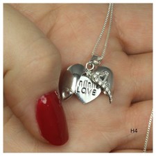 Infinite Love Heart Sterling 925 Silver Double Open Heart Pendant Necklace Chain