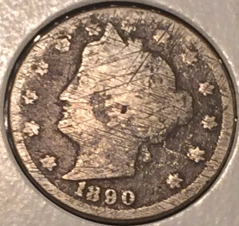 ^ 1890 Liberty "V" Nickel ^       ^^  GOOD ^^    126 YRS OLD     3476