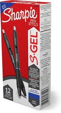 Sharpie S-Gel, Gel Pens, Fine Point (0.5Mm), Blue Ink Gel Pen, 12 Count