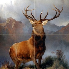 12 x 12 Art Wildlife Colorful Deer Mural Ceramic Backsplash Bath Tile 2382